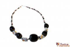 Necklace black and white with yellow components