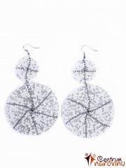 Earrings white and gray