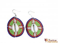 Earrings green, red and blue