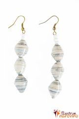 Paper earrings with beads white gray