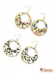 Metal earrings with beads