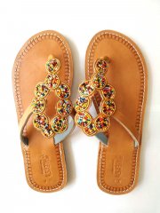 Handmade leather sandals – coloured wheels