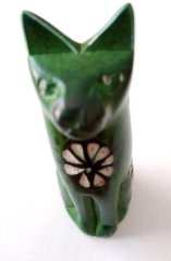 Cat statuette green, flower