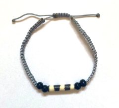 Bracelet – bone bead – grey cord