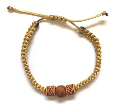Bracelet – wooden beads – light brown cord