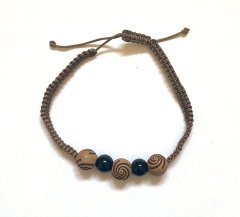 Bracelet – brown-black beads – brown cord