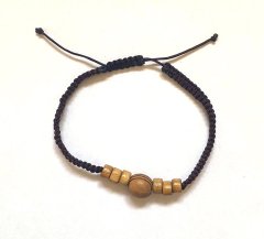 Bracelet – wooden beads – dark brown cord
