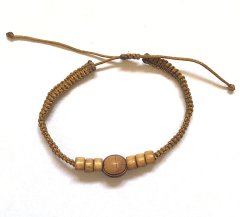 Bracelet – wooden small beads – light brown cord