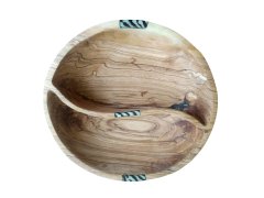 Divided round wooden bowl