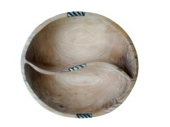 Divided round wooden bowl