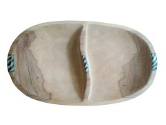 Divided oval wooden bowl