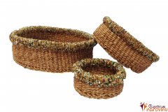 Set of natural baskets with beads
