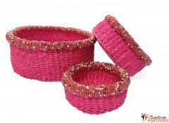 Set of rose baskets with beads