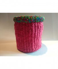 Basket of raffia pink