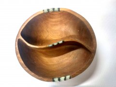 Small partitioned wooden bowl
