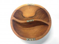 Medium partitioned wooden bowl