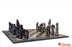 Chess big blue-black-beige
