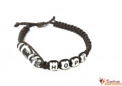 Bracelet: Satin cord + "Hope" lettering + clay bead / bone bead