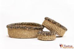 Set of natural baskets with beads