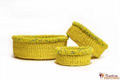 Set of yellow baskets with beads