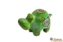 Hippo statuette green (spiral with stars)
